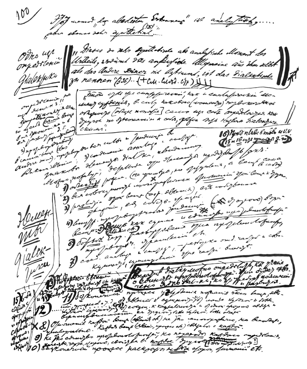 En sida ur Lenins anteckningar om Hegels Logik. Foto: Public domain.