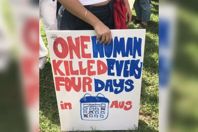 Australienskt plakat mot kvinnovåld.