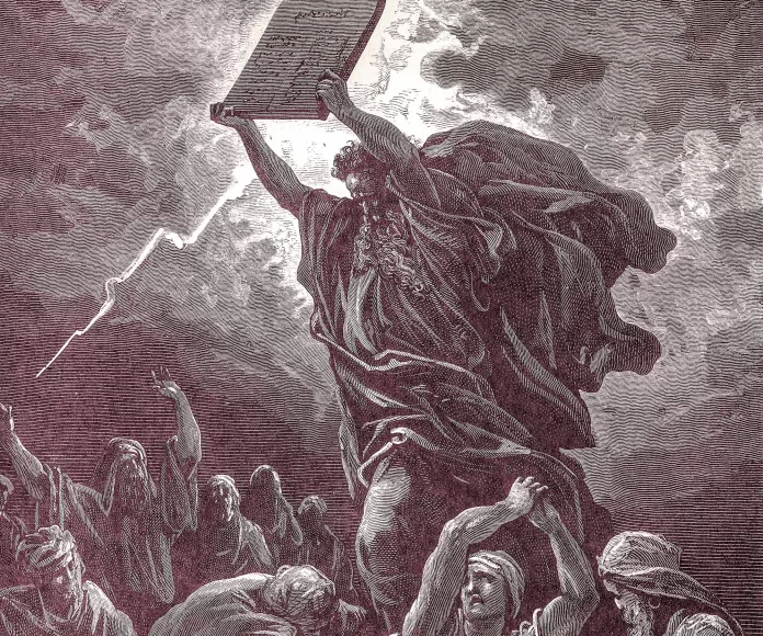 Moses krossar lagens tavlor (1866), Gustave Doré