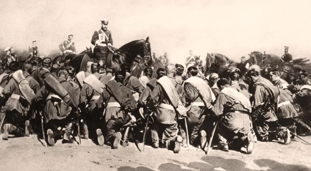 Tsar Nikolaj II och hans trupper under rysk-japanska kriget