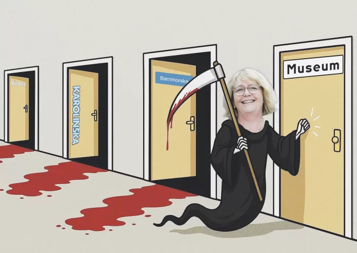 Svenonius vandrar som liemannen genom museer och sjukhus